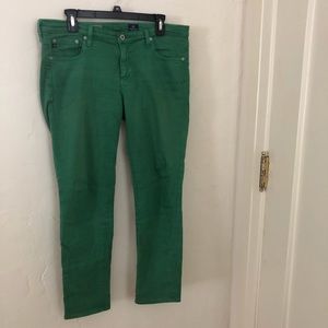 AG Anthropologie Grass Green Skinny Ankle Jeans